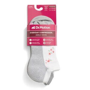 DR MOTION White 2pk Ditsy Floral Compression Socks